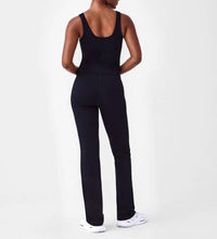 Spanx Spanxshape™ Booty Boost® Flare Jumpsuit in very black - women's pants - detail view