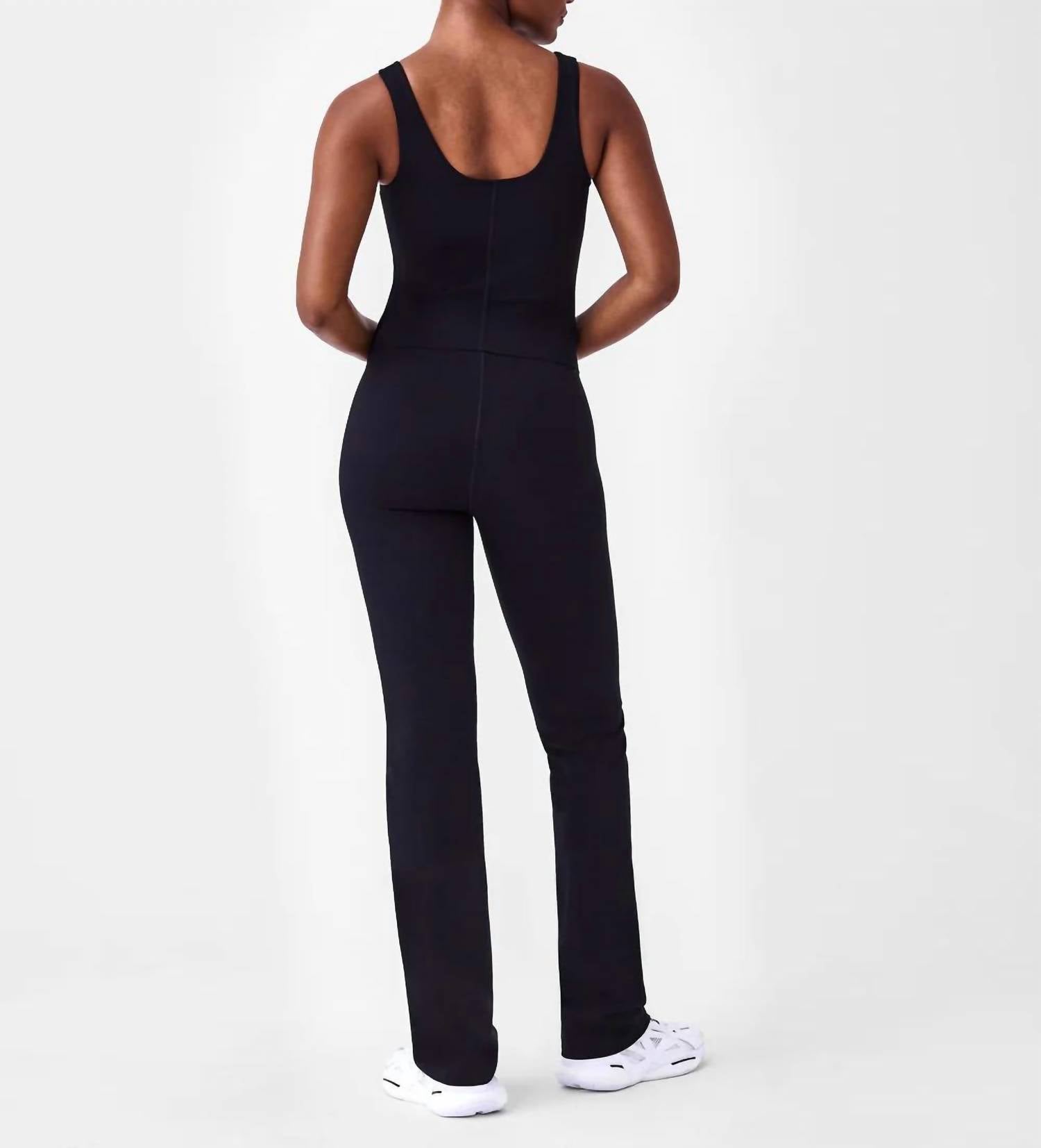 Spanx Spanxshape™ Booty Boost® Flare Jumpsuit in very black - women's pants - detail view