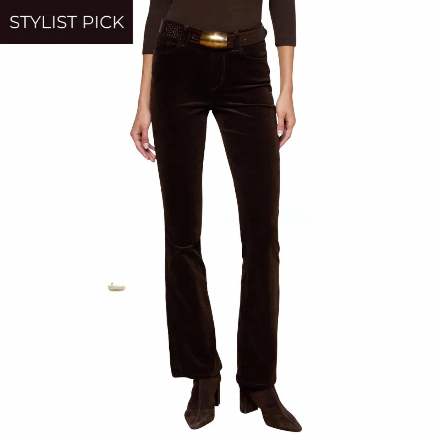 L'Agence Stevie Velvet Jean in coffee beans - women's pants