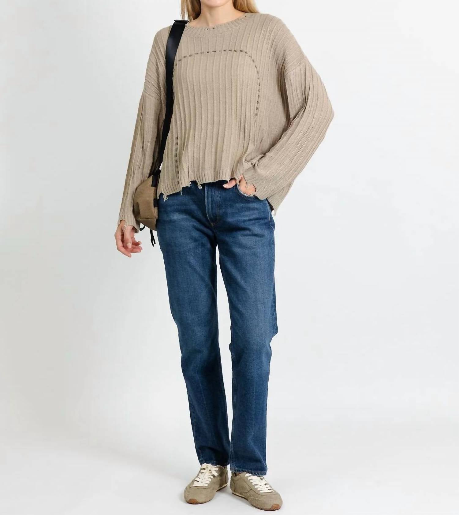 Terra - Contrast Stitch & Rib Sweater