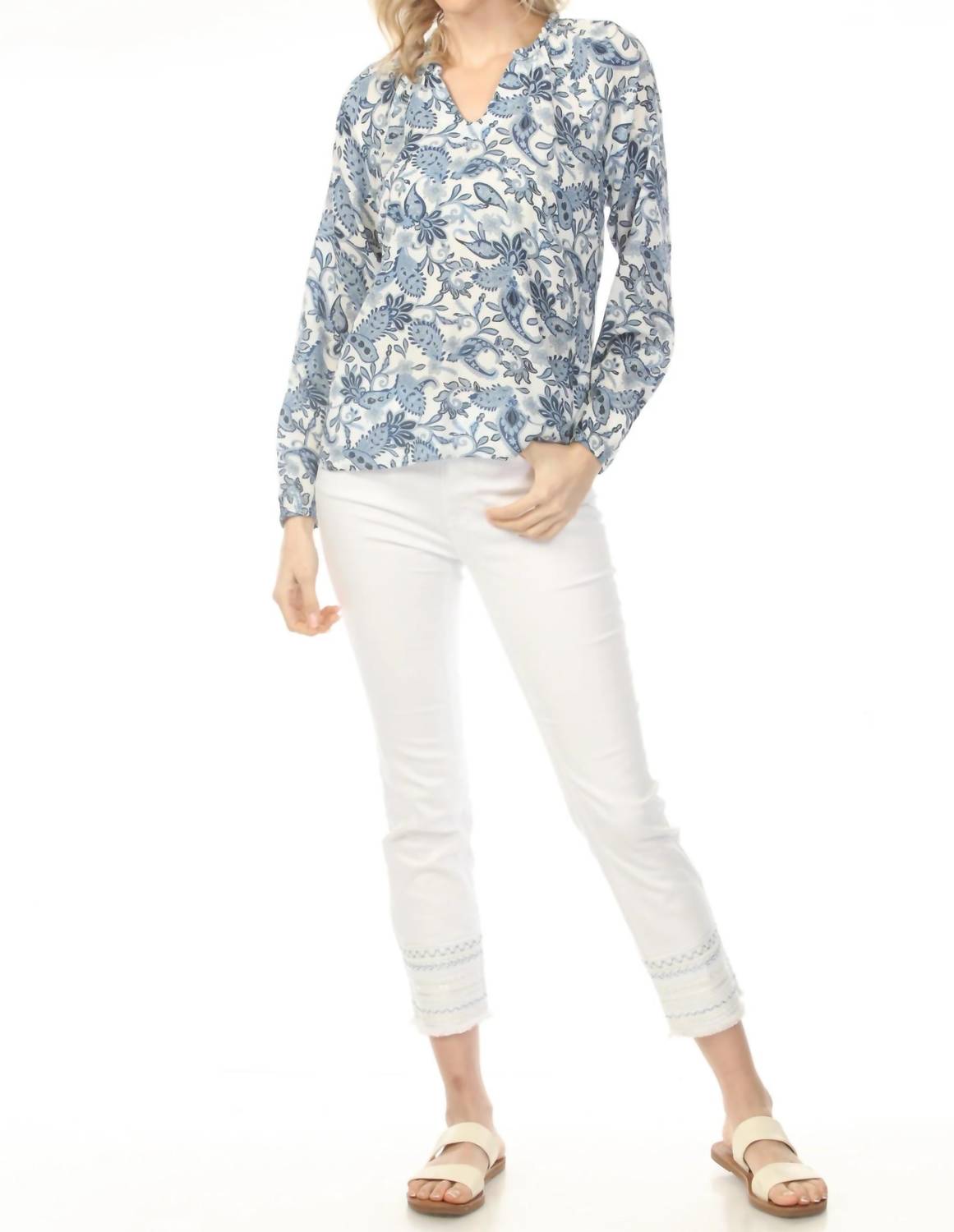 Charlie B - Slim Cropped Embroidered Hem Jeans