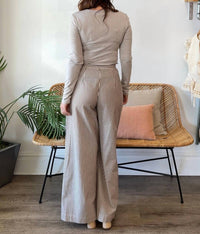 MIOU MUSE Nayeli Striped Wide Leg Pants in brown - women's pants - alternate view