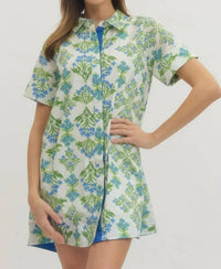Entro - Creamy Spring Floral Short Sleeve Dress