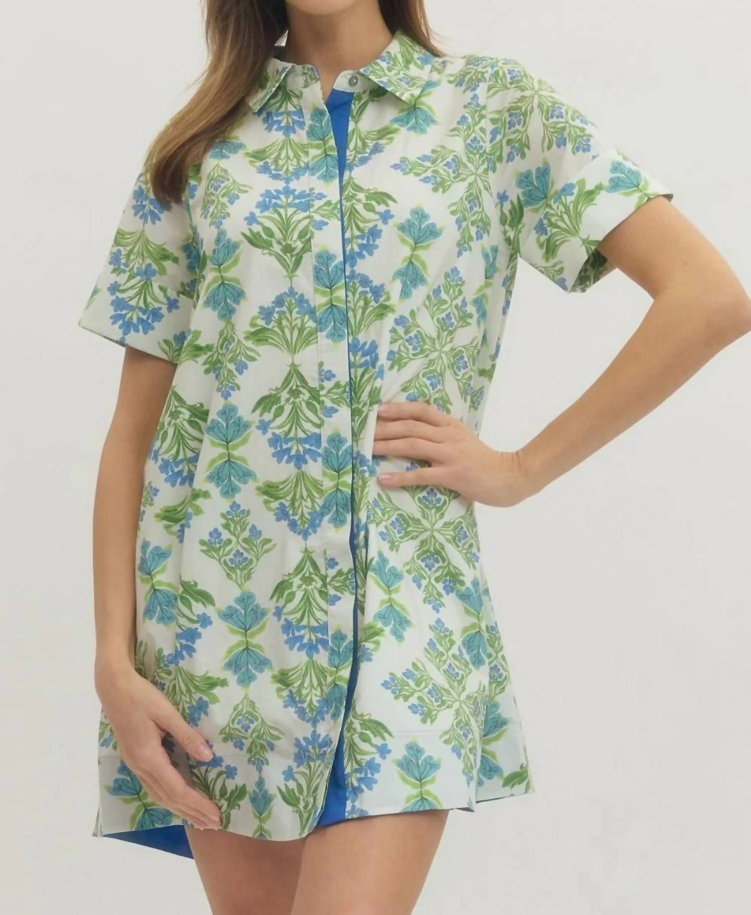 Entro - Creamy Spring Floral Short Sleeve Dress