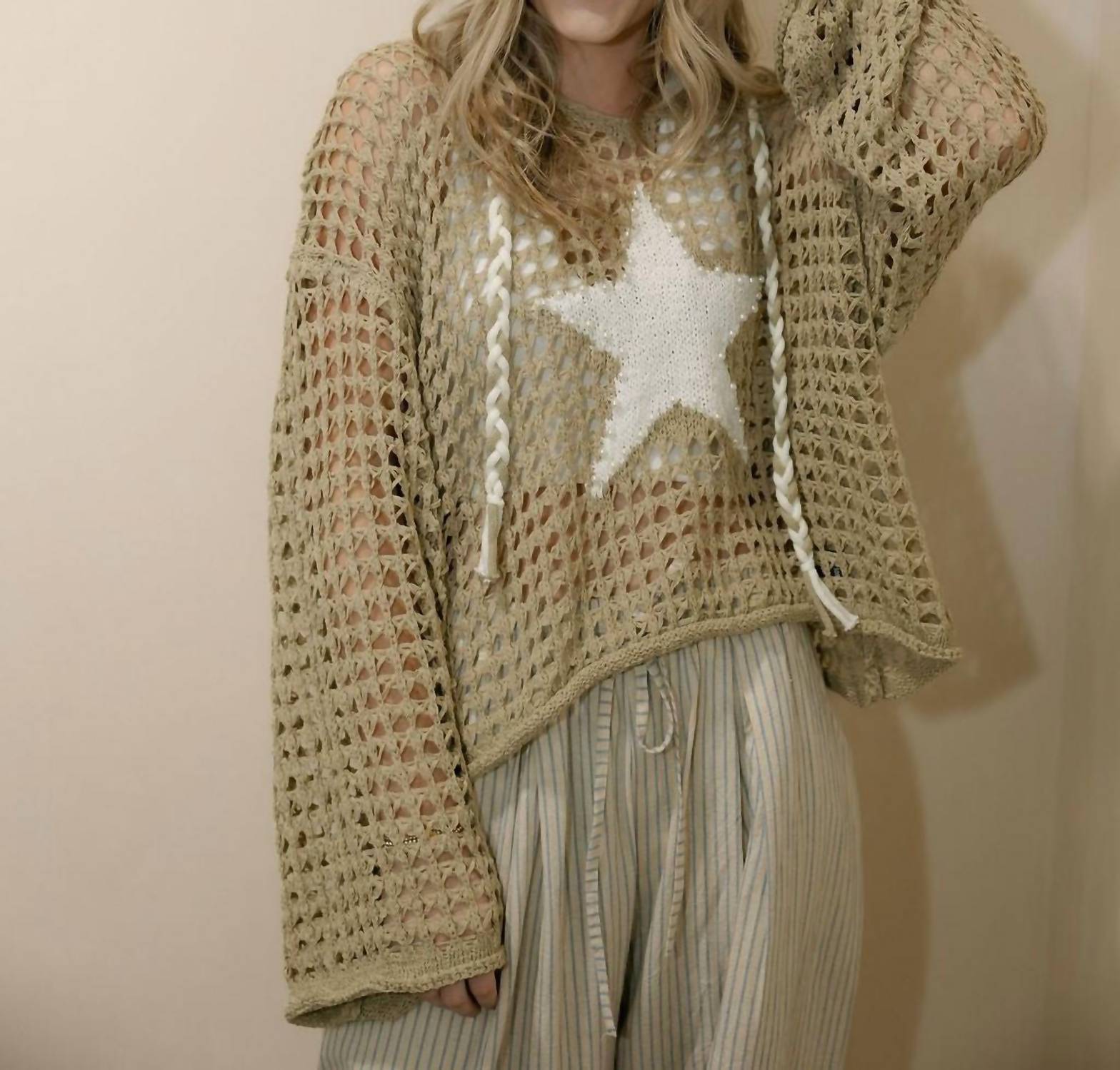 Pol - Montana Crochet Hooded Sweater