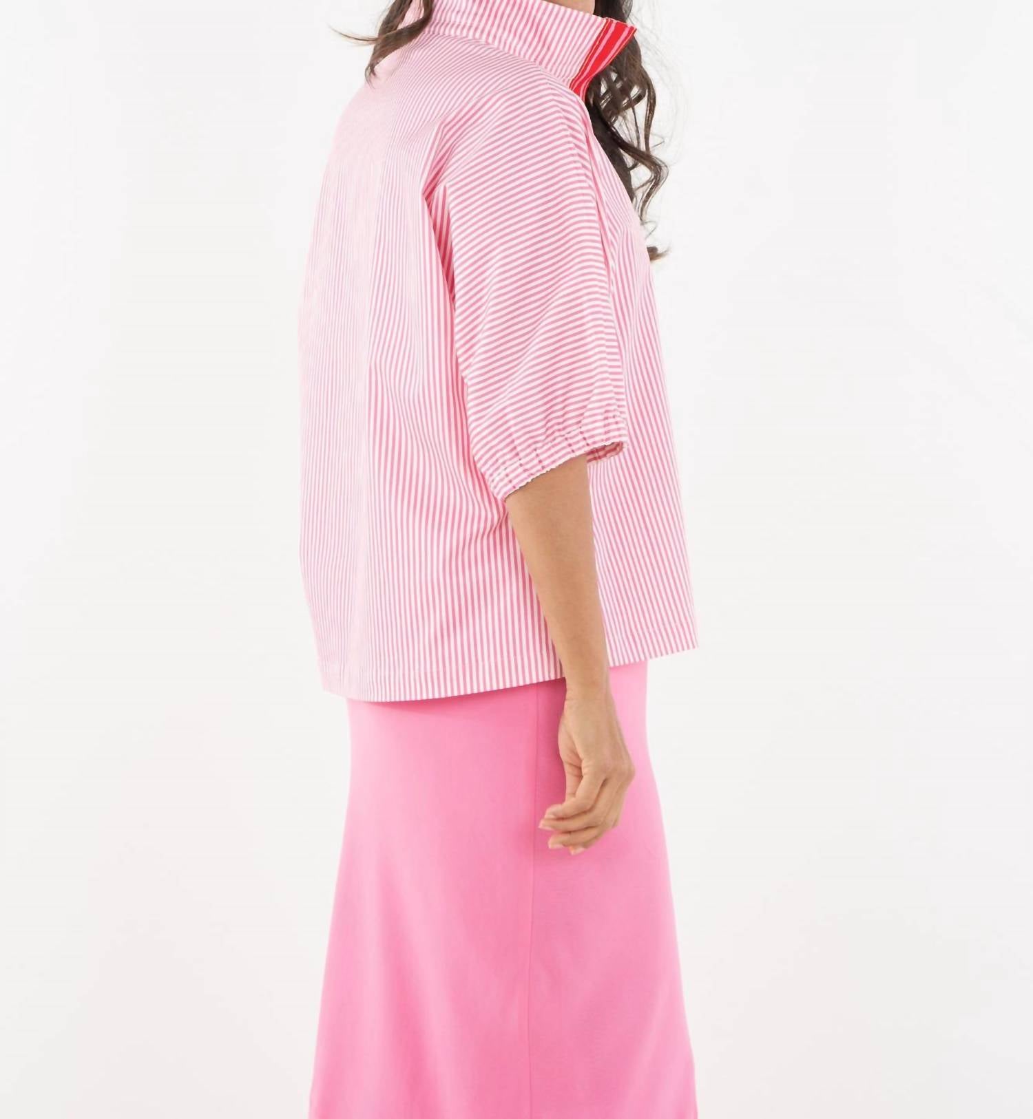 Emily McCarthy Bonny Top in pink carnation stripe - women's shirt - alternate view