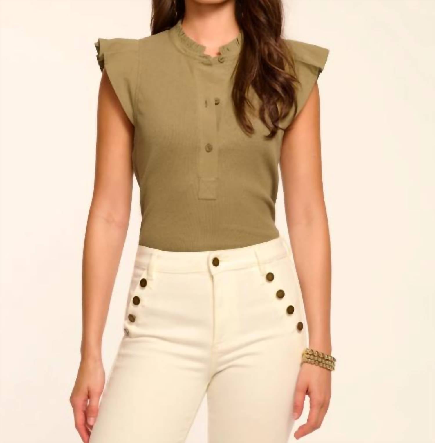 Ramy Brook - Monroe Combo Knit Ruffle Tee
