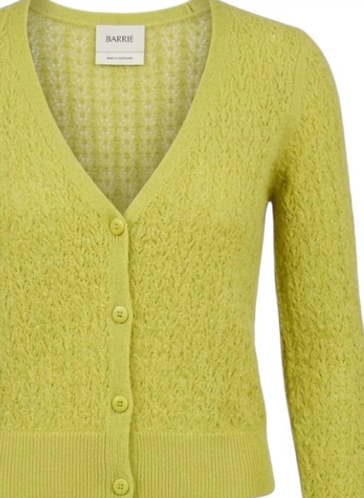 Barrie Women's Lightweight Cashmere Cardigan in punch easel - women's cardigan - detail view