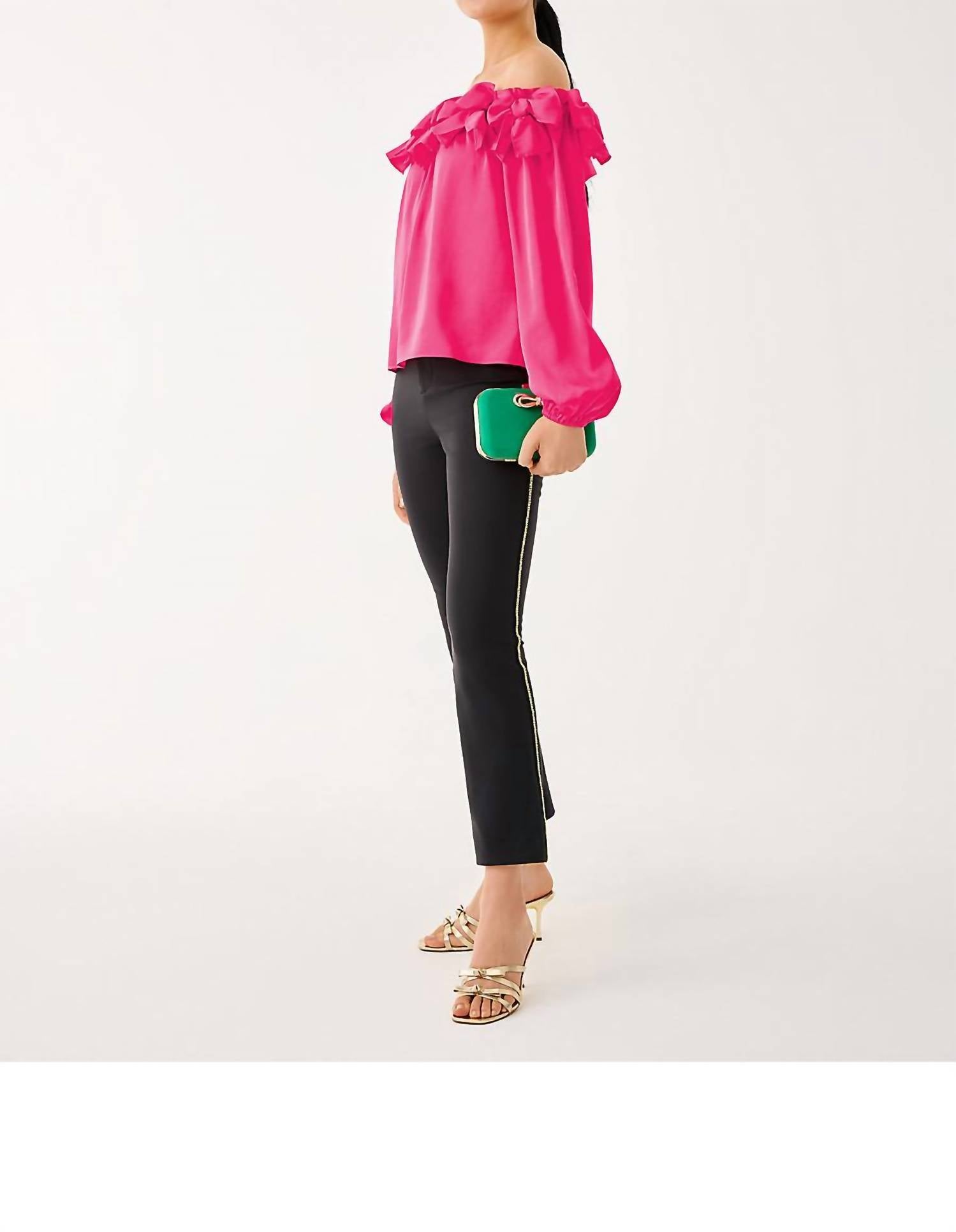 Lilly Pulitzer Ana Embellished High Rise Crop Flare Pants in noir - women's pants - view 5
