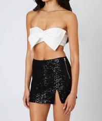 CLA Sequined Mini Skirt in black - women's skirt - alternate view
