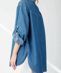 Ee:Some - Women's Mineral Washed Pinstriped Shirt
