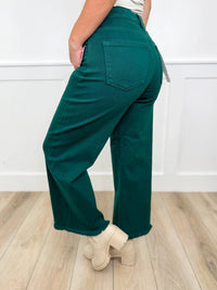 Risen - Shana Tummy Control High-rise Fray Hem Wide Leg Cropped Jeans