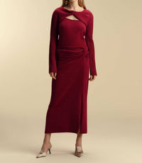 Marina Moscone - Wool Twisted Slit Skirt