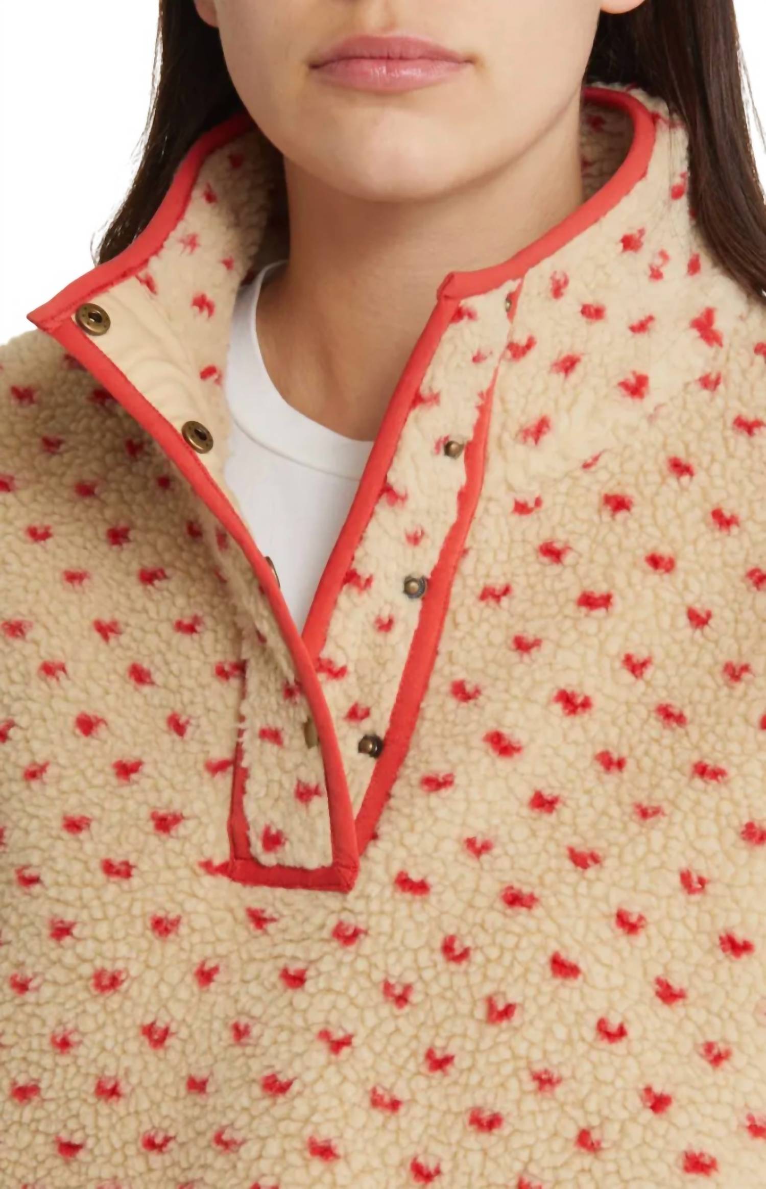 The Great. - Haley Heart Sherpa Fleece Pullover Sweater