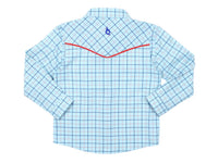 Blue Quail Clothing Co. Tattersall Pearl Snap Long Sleeve Shirt in blue - kids' shirt - alternate view