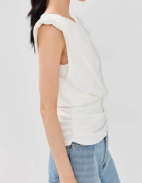 JONATHAN SIMKHAI Daton Sleeveless Draped Top in white - women's blouse - alternate view
