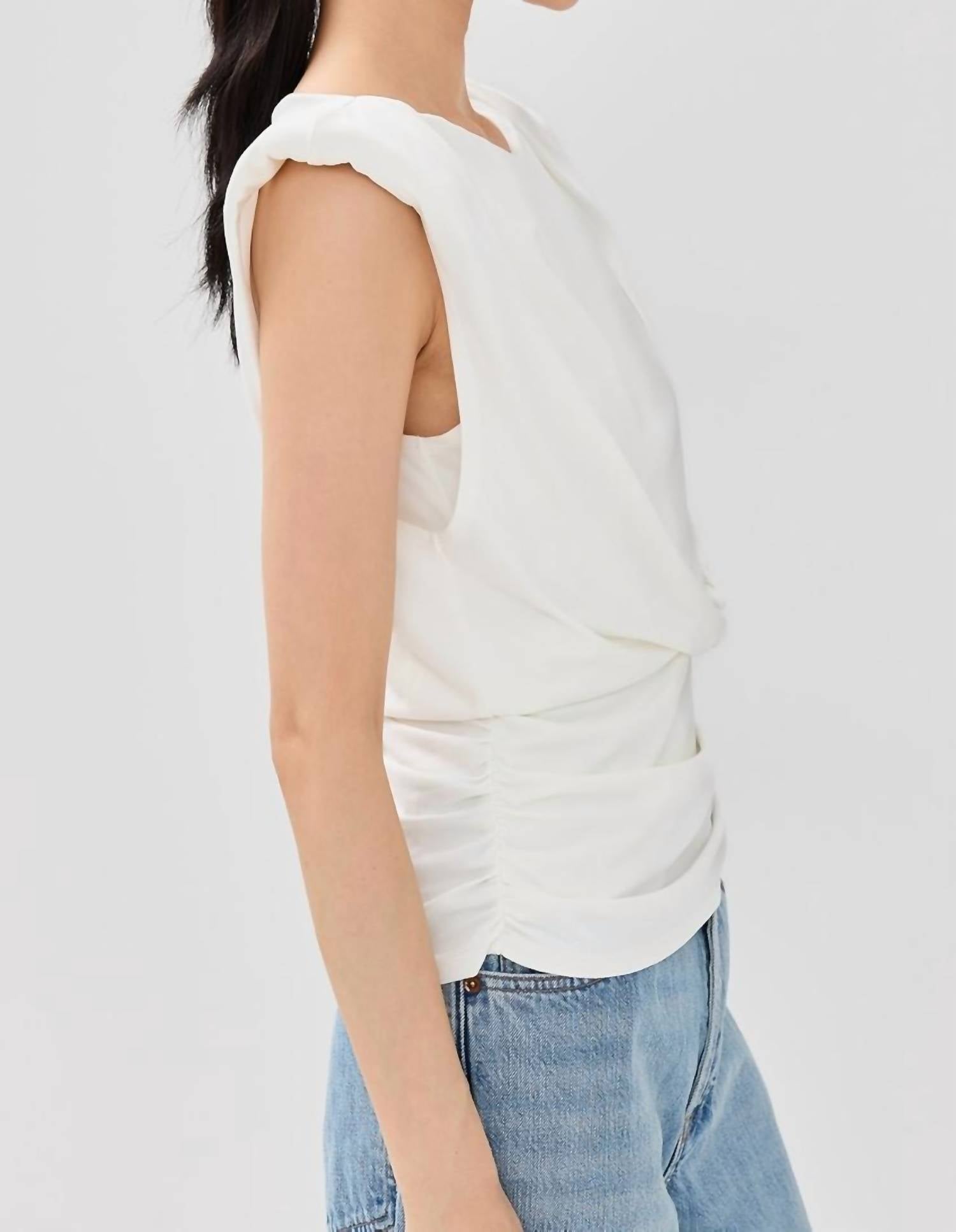 JONATHAN SIMKHAI Daton Sleeveless Draped Top in white - women's blouse - alternate view