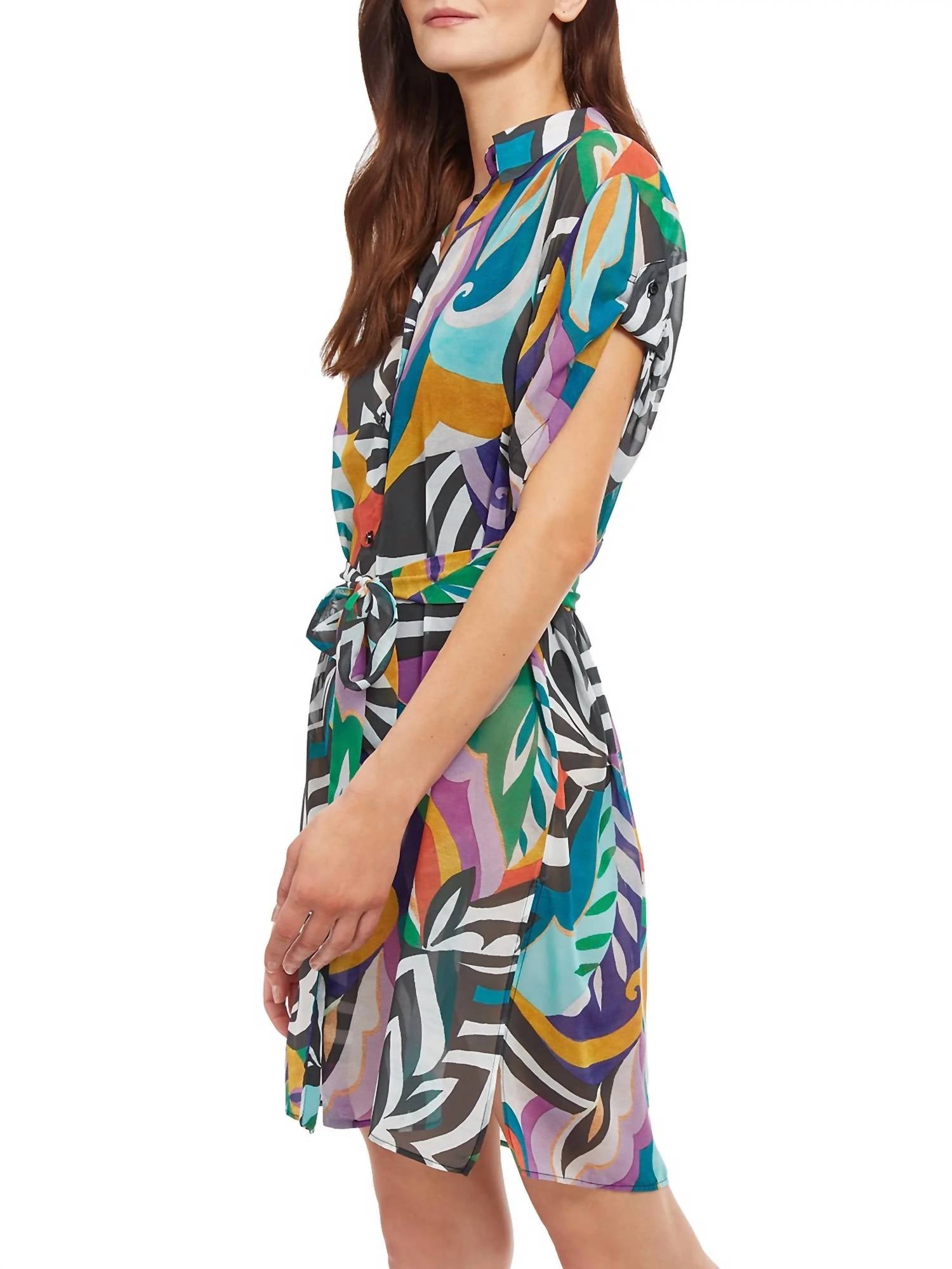 Gottex Printed Button-down Cover-up in multi - women's swimwear - detail view