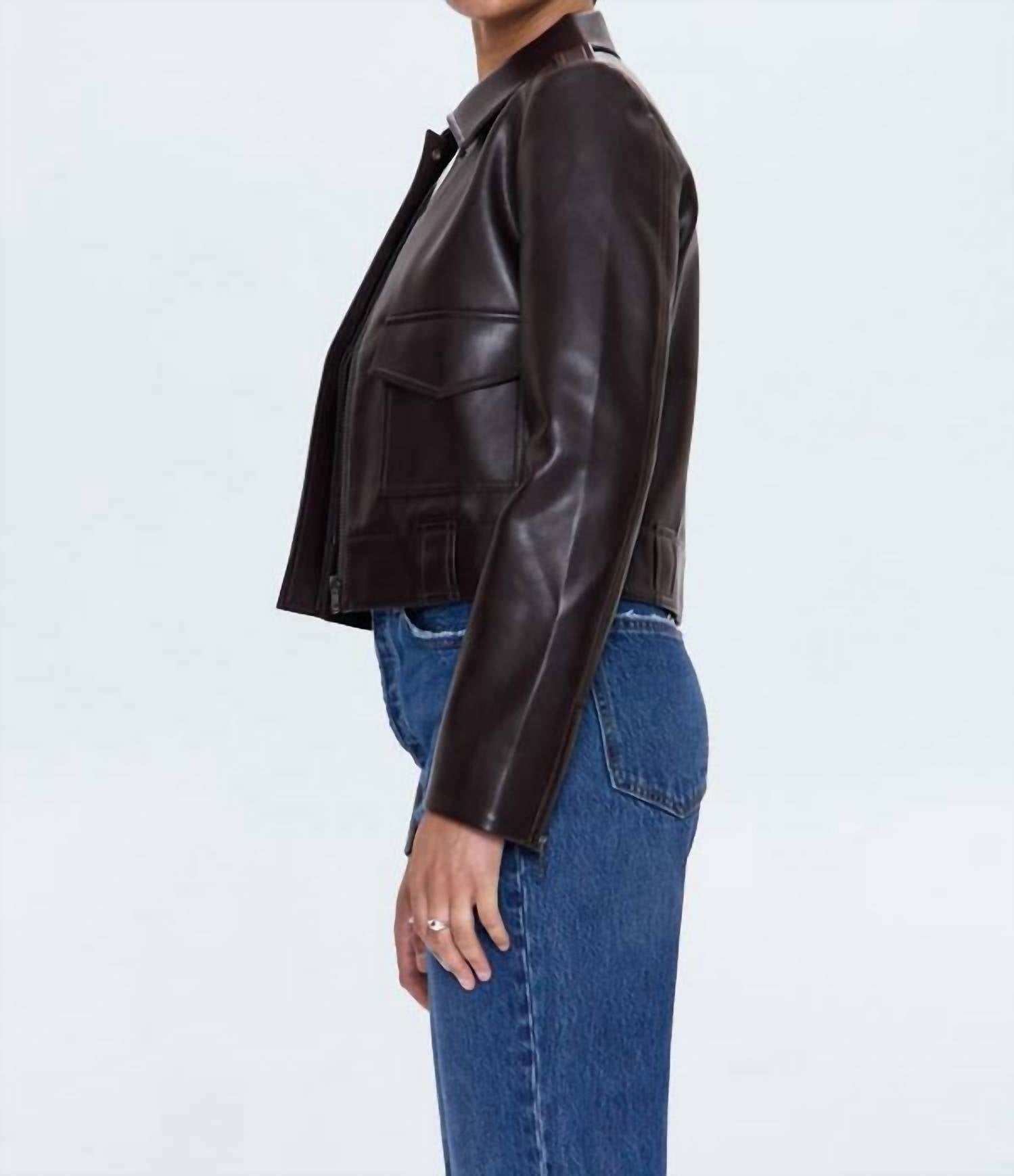PISTOLA Bex Shrunken Jacket in french roast - women's jacket - detail view
