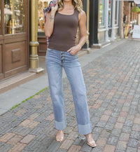 Grace And Lace - Straight Leg Cuffed Jeans