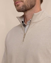 SOUTHERN TIDE Adler Lane Quarter Zip Sweatshirt in sandstone khaki - men's shirt - view 4