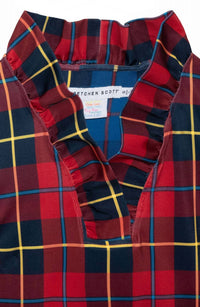 GRETCHEN SCOTT Ruffneck Plaidly Cooper Top Plus in red multi - women's blouse - view 4