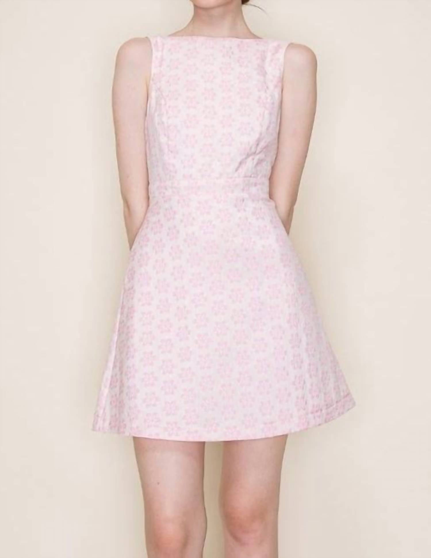 B.right Harper Boat Neck Jacquard Mini Dress in pink - women's dress