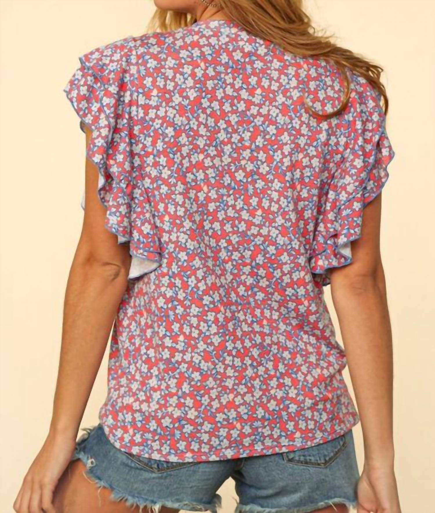 Sugarfox - Floral Double Layered Ruffle Top