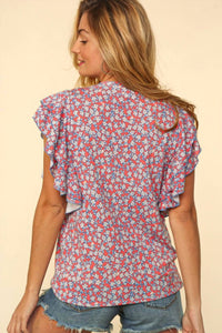 Sugarfox - Floral Double Layered Ruffle Top