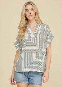 Pinch - Geo V-neck Blouse