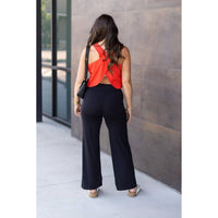 Julia Rose Brooke Wide Leg Full-length Luxe Leggings in black - women's pants - alternate view
