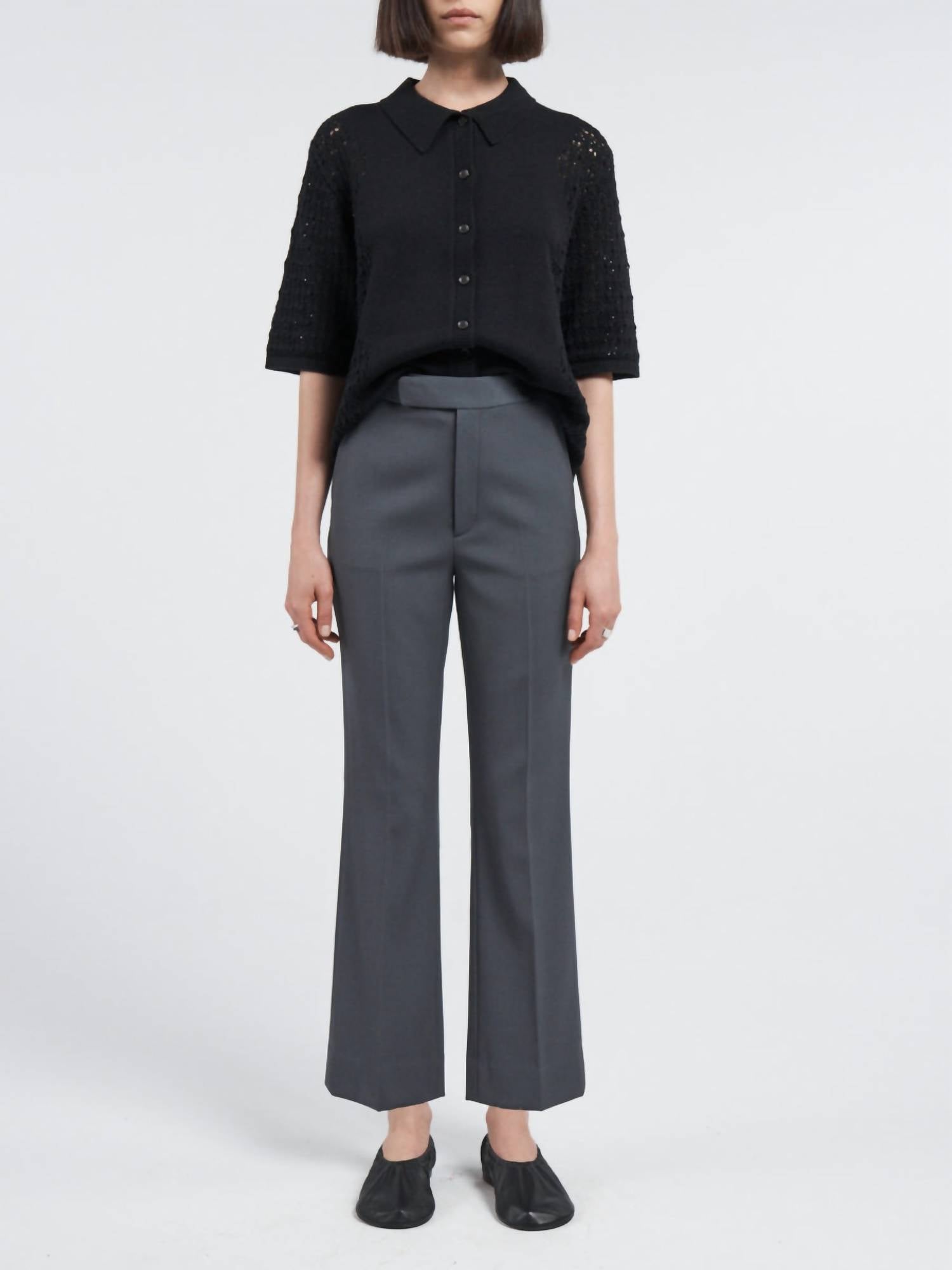 Maria McManus High Waisted Crop Trouser in steele grey - women's pants