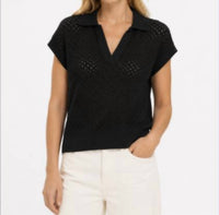 Autumn Cashmere - Boxy Mesh Johnny Collar Tee