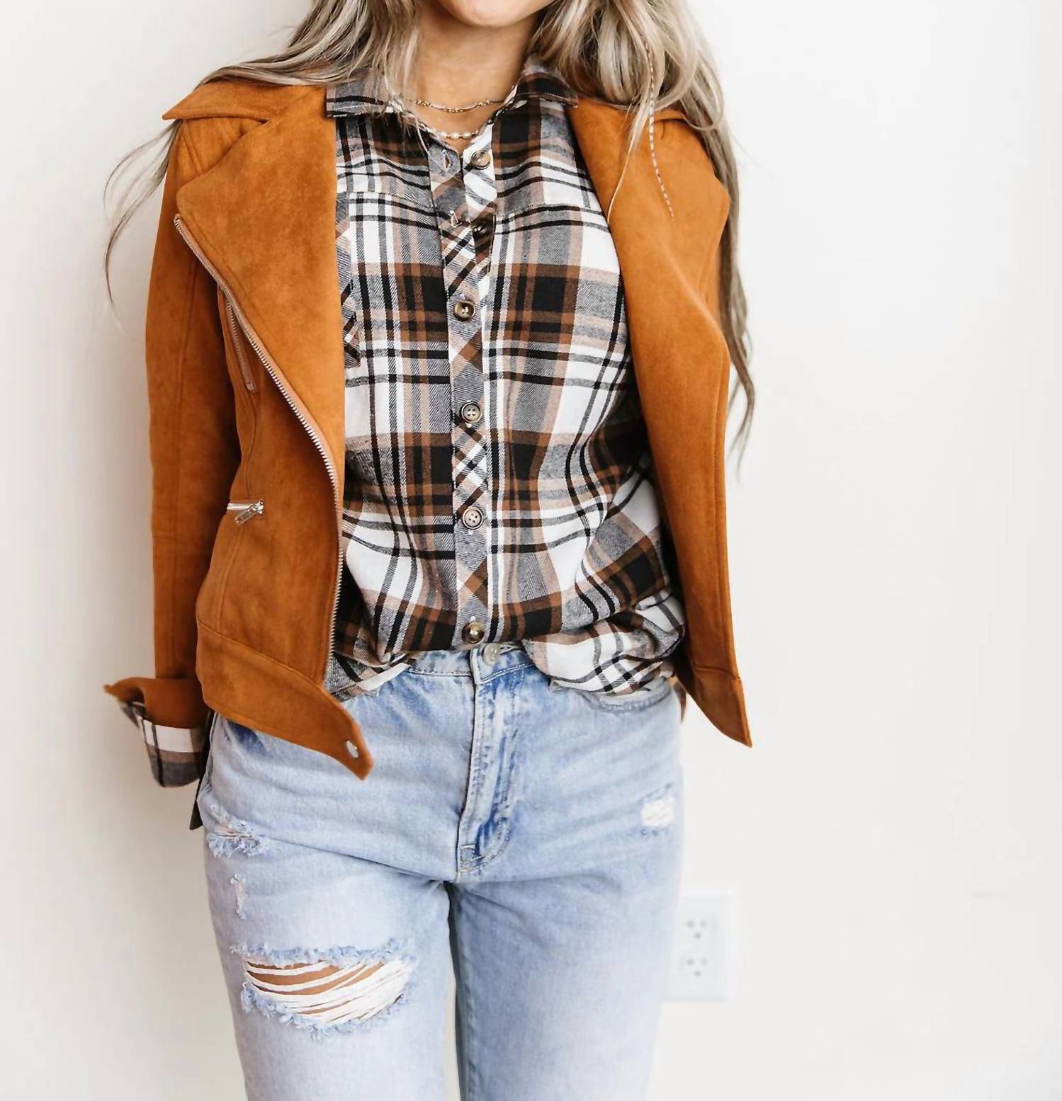 Ampersand Ave - Vegan Suede Moto Jacket
