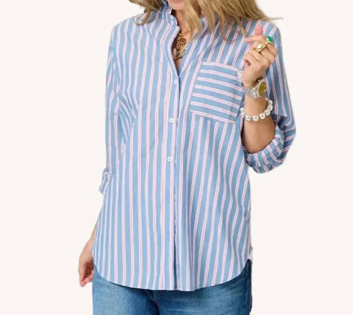 Kerri Rosenthal - Mia Ruffle Striped Shirt