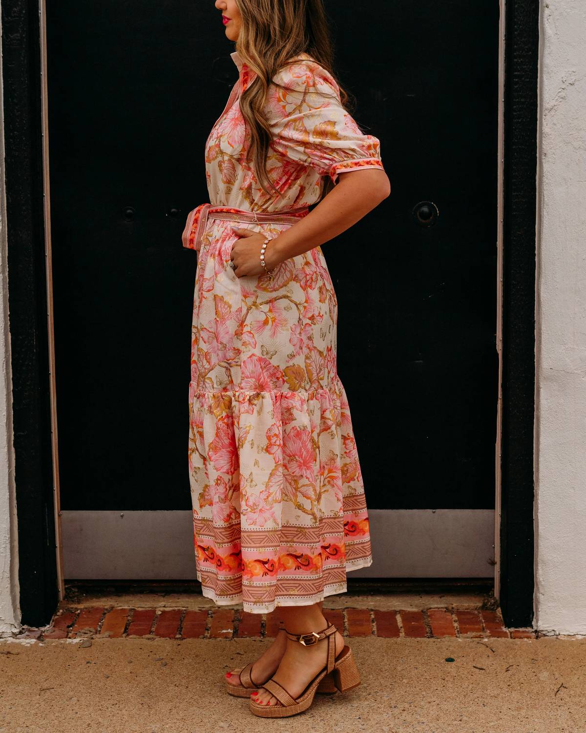Jade - Aloha Bloom Button Front Short Sleeve Midi Dress