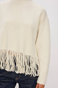 Rails Lise Fringe Mock-neck Sweater in ivory - women's sweater - view 4