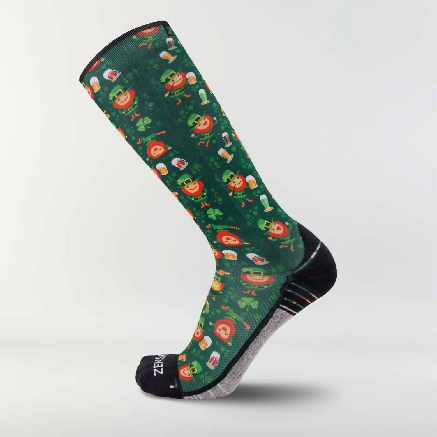 Zensah Compression Leg Sleeve Printed Socks in happy leprechauns green - women's accessory