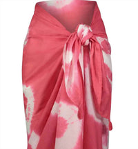 mer st. barth Women's Cotton Saline Pareo Wrap Sarong in hibiscus tie dye - women's swimwear - detail view