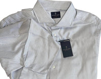 Emanuel Berg Men's Herringbone Dress Shirt in light grey - men's shirt - detail view