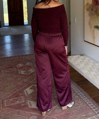 SKIES ARE BLUE Satin Luxe Jumpsuit in plum - women's pants - alternate view