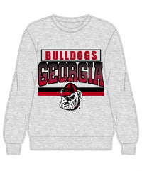 QUEEN OF SPARKLES Rhinestone Georgia Bulldogs Vintage Sweatshirt in grey - women's top - view 5