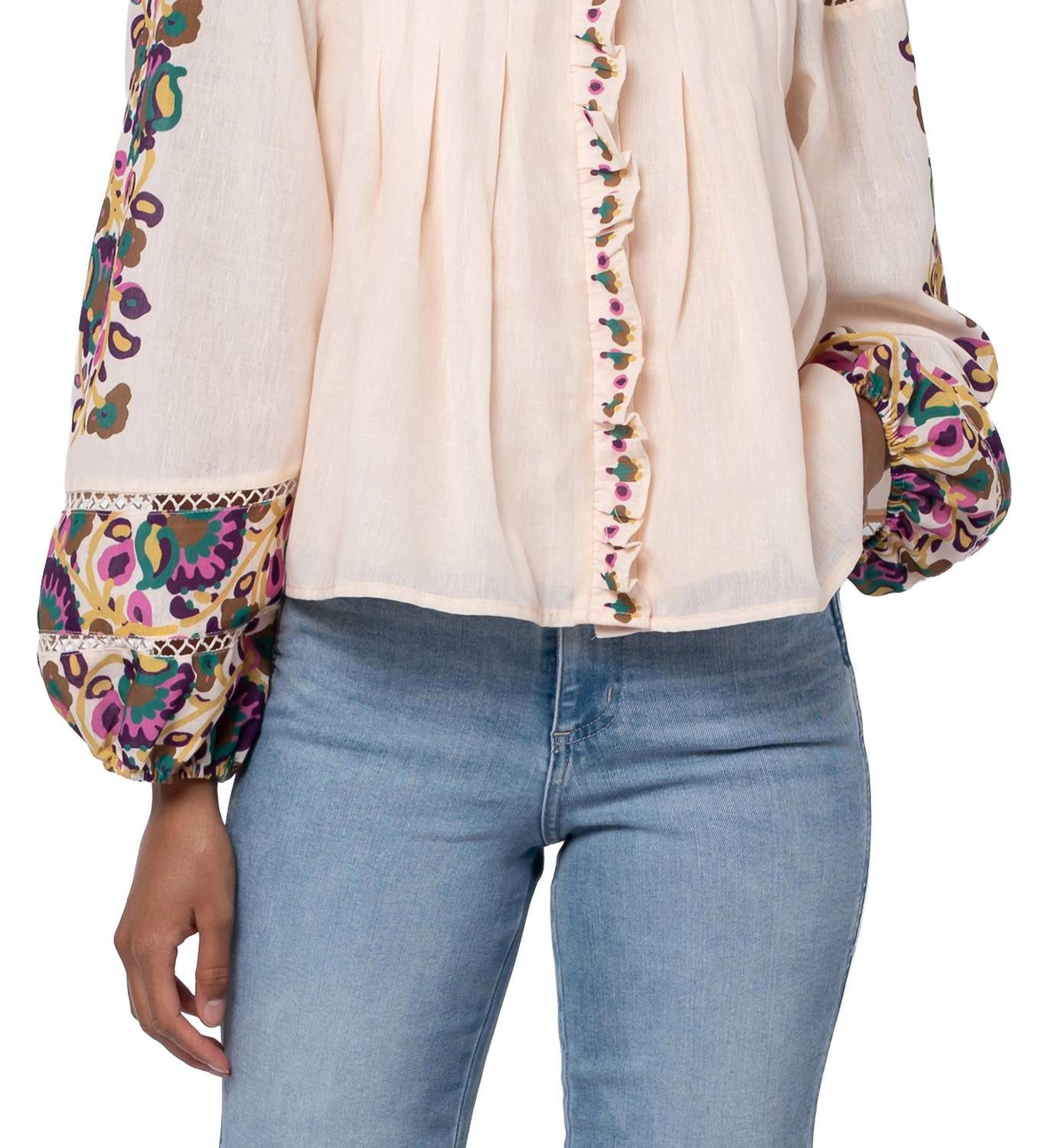 Ciebon - Women's Isme Printed Ruffle Blouse
