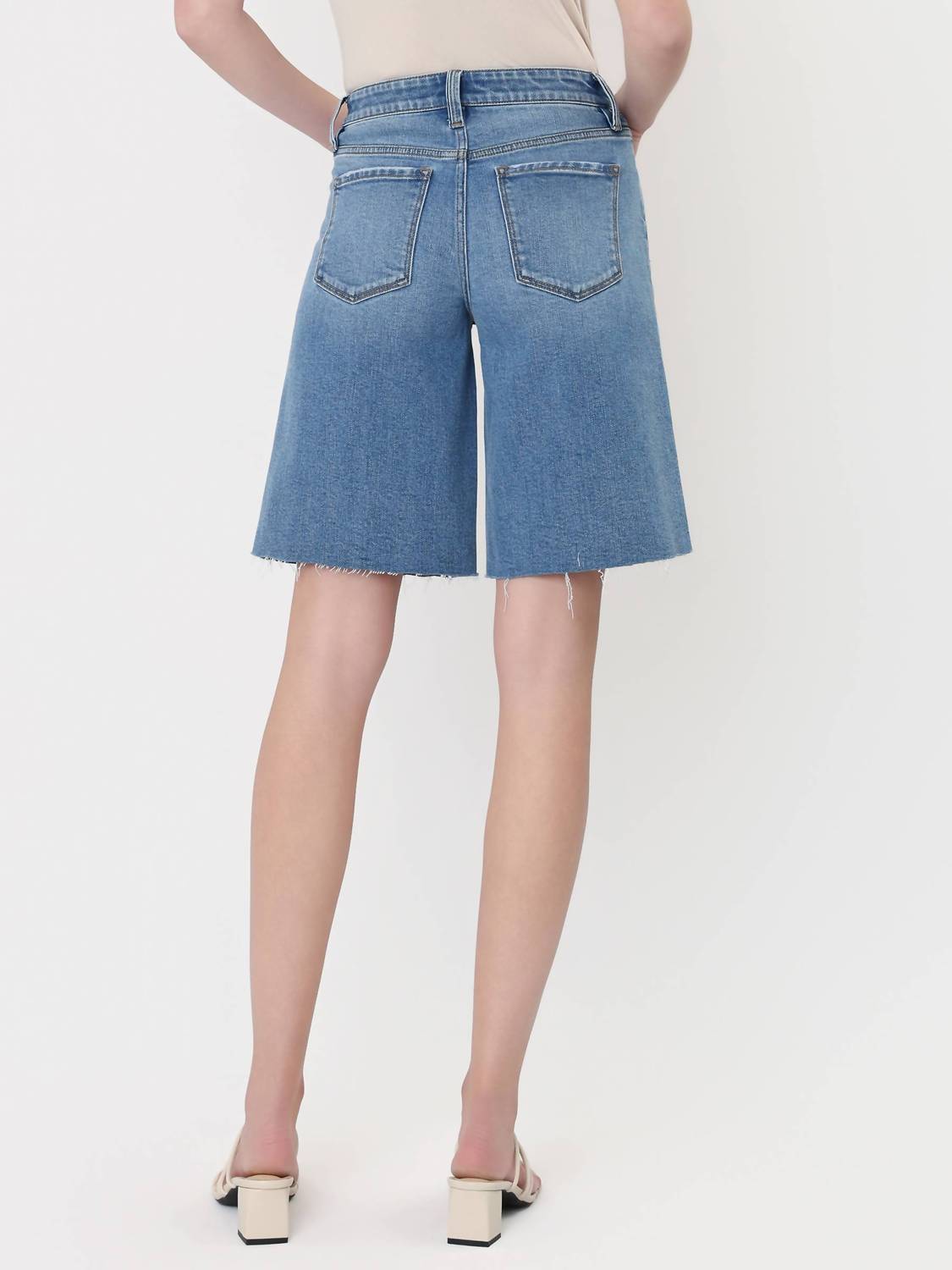 Vervet By Flying Monkey - High Rise Waist Tie Denim Bermuda Shorts