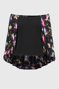 Joseph Ribkoff - Solace Silky Knit Off The Shoulder Top With Pleated Georgette Cape