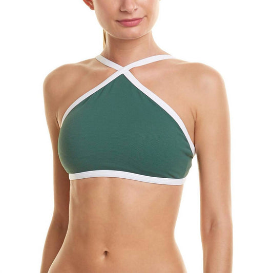 Shoshanna - Solid Palm Crossover Halter Bikini Top