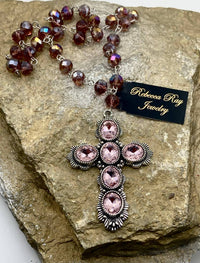 Rebecca Ray Jewelry - Women's Crystal Cross Charm Necklace