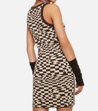 Pretty Garbage - Geo Checkered Knitted Mini Dress