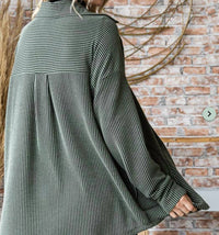 7th Ray Rib Button Down Side Pocket Shacket in olive - women's jacket - alternate view