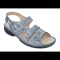 Finn Comfort Women's Gomera Sandal in blue words - women's sandal